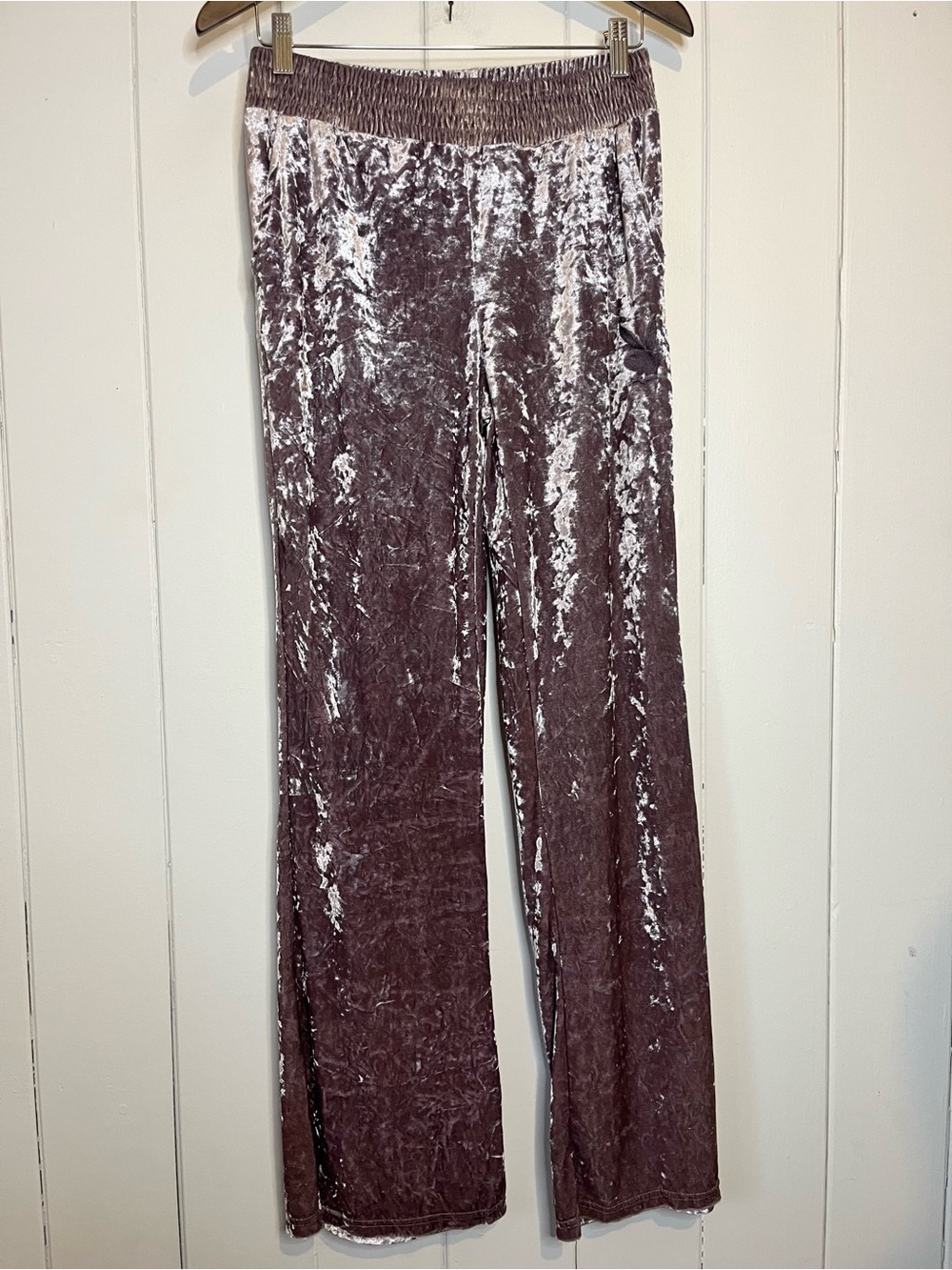 Playboy Purple Metallic Velour Pants. Size Large.
